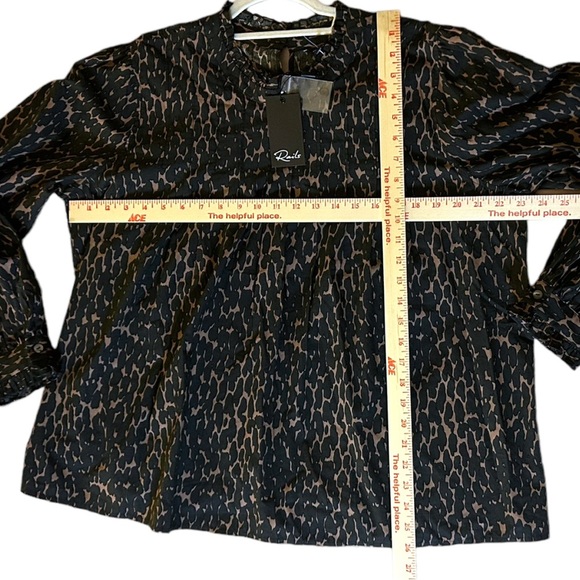 Rails Ariana Blouse Mock Neck Ruffle Cotton Cheetah Animal Print - Picture 7 of 9